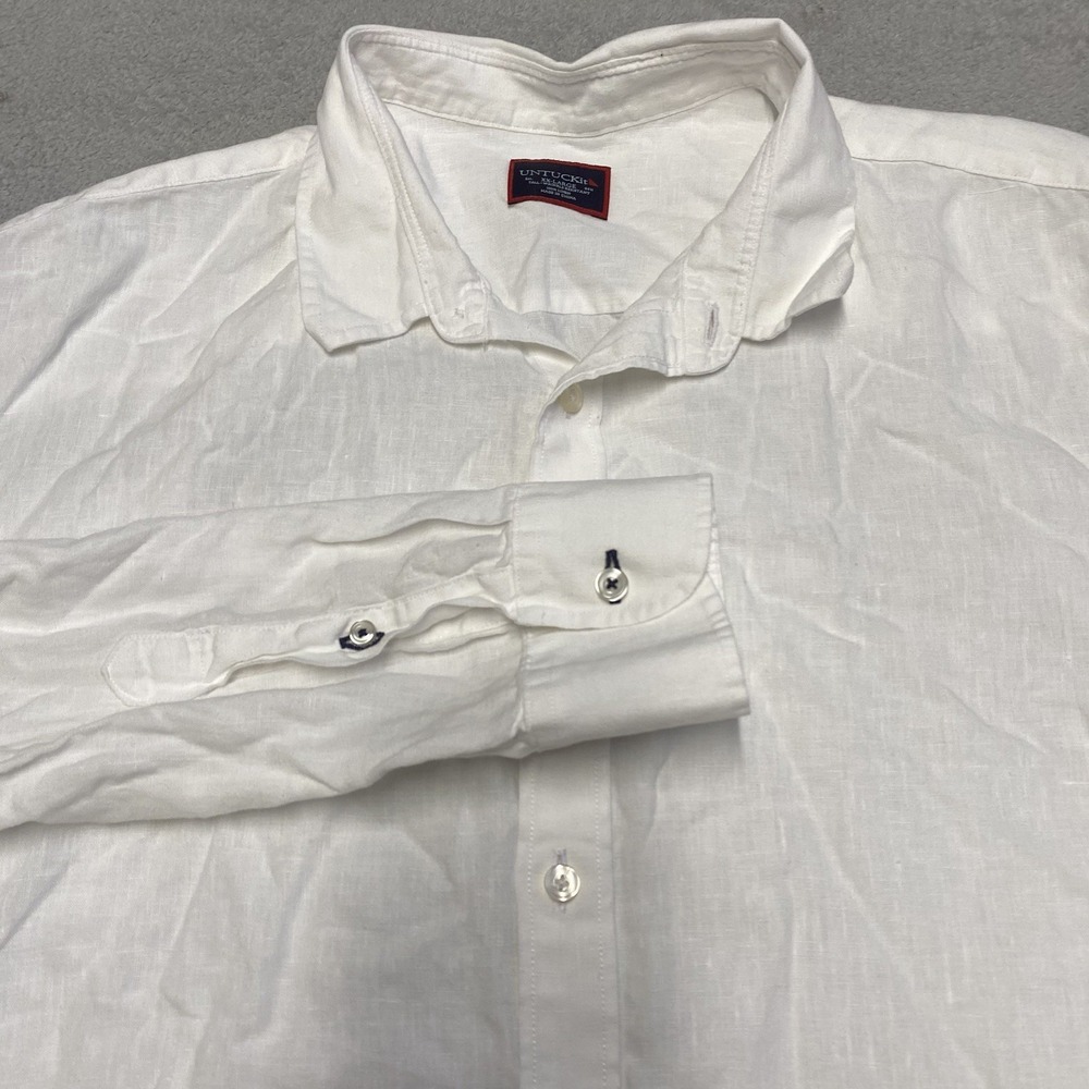 UNTUCKit‎ Linen Shirt Mens 2XL Tall White Long Sleeve Button Up Crianza